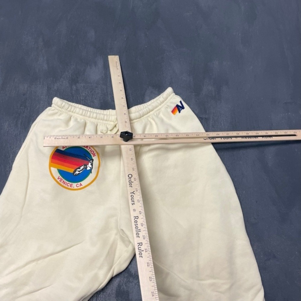 Aviator Nation Sweat Shorts XL Cream Off White Excellent Venice Rainbow Logo - Picture 7 of 11